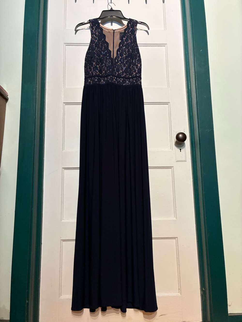 Night Way Collections Navy Lace Bodice Maxi Dress**FLAWS